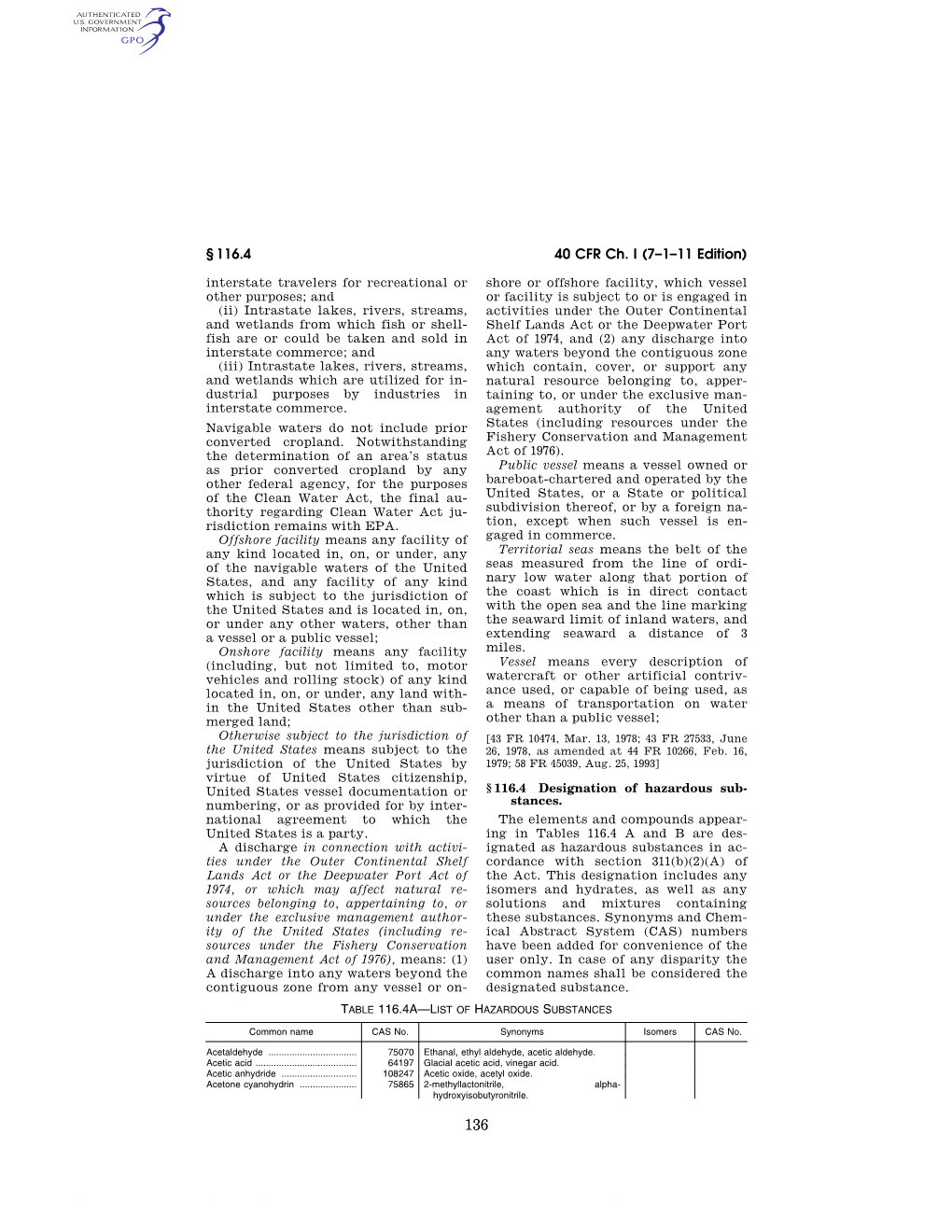 40 CFR Ch. I (7–1–11 Edition) § 116.4