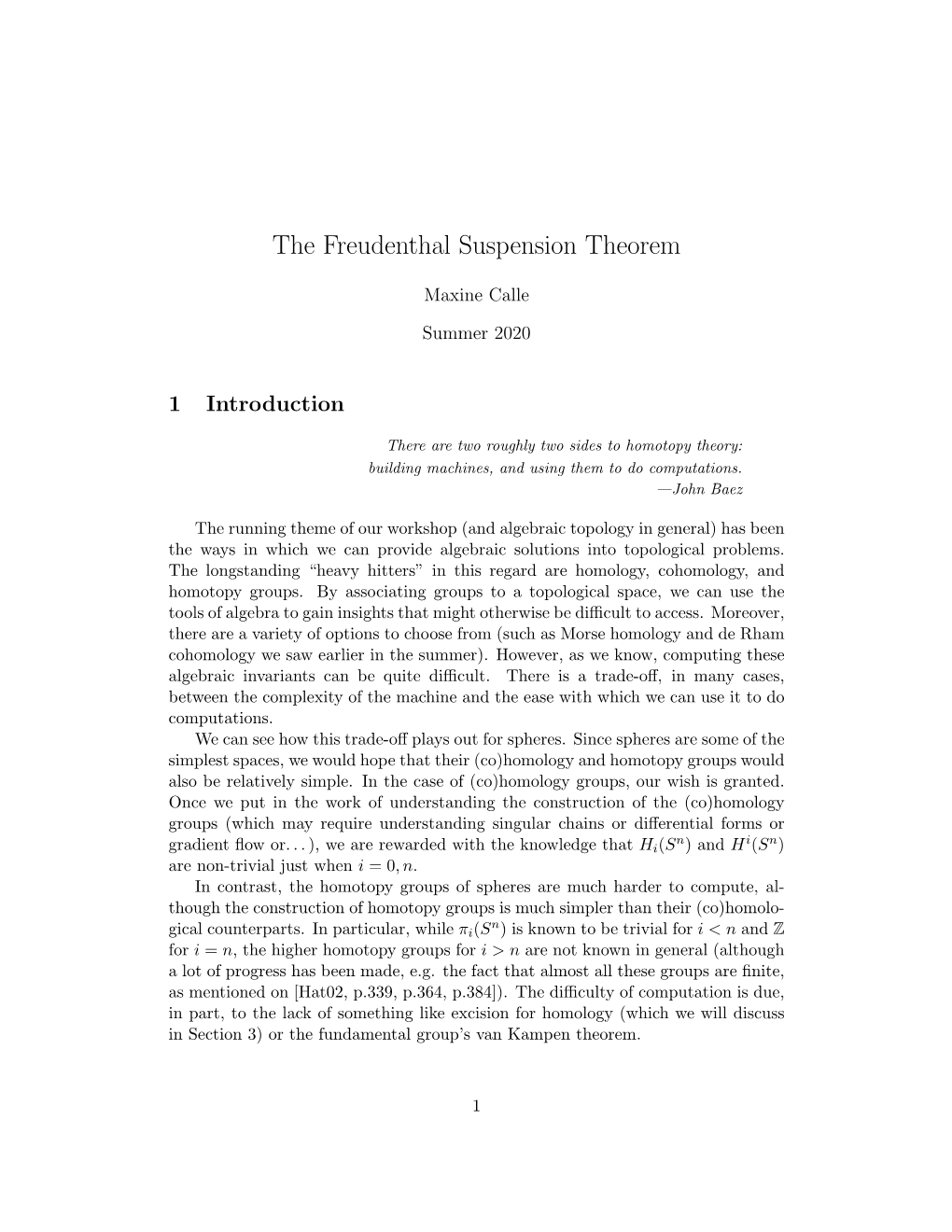 The Freudenthal Suspension Theorem