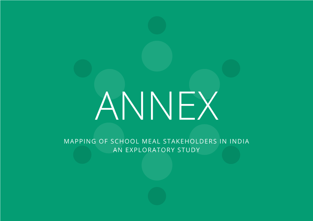 MAPPING of SCHOOL MEAL STAKEHOLDERS in INDIA an EXPLORATORY STUDY Annex a Organisation Directory