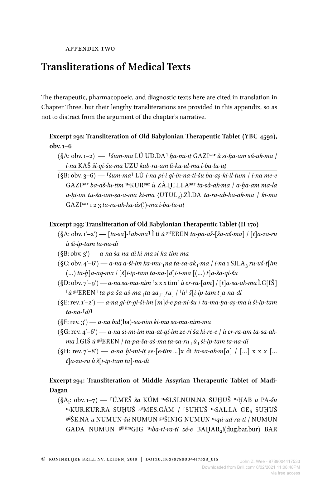 Downloaded from Brill.Com10/02/2021 11:08:48PM Via Free Access Transliterations of Medical Texts 441