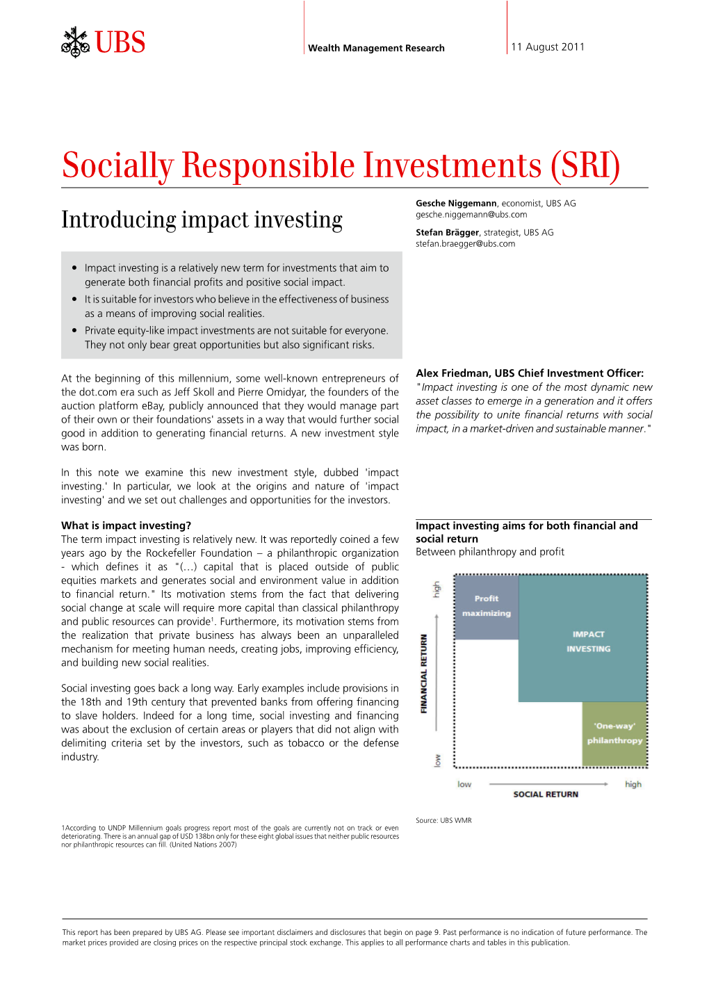 Socially Responsible Investments (SRI)