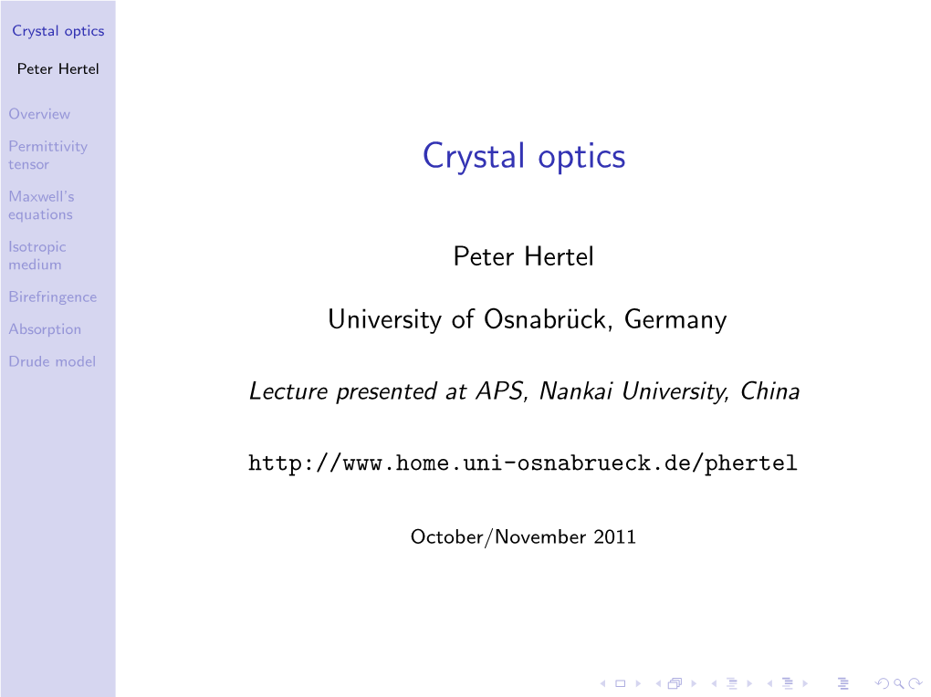 Crystal Optics