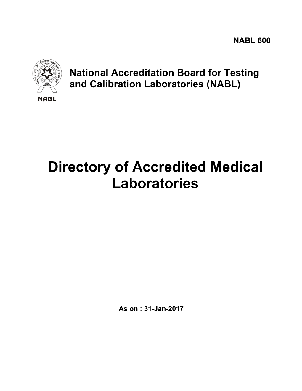 (NABL) Directory of Accredited Medical Laboratories