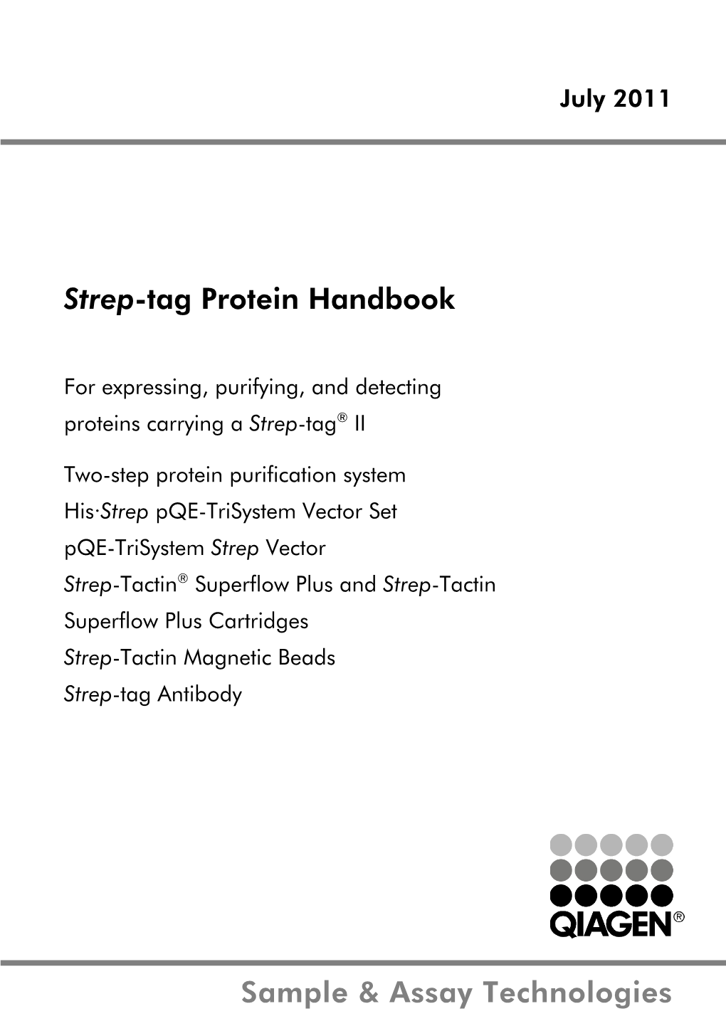 Sample & Assay Technologies Strep-Tag Protein Handbook