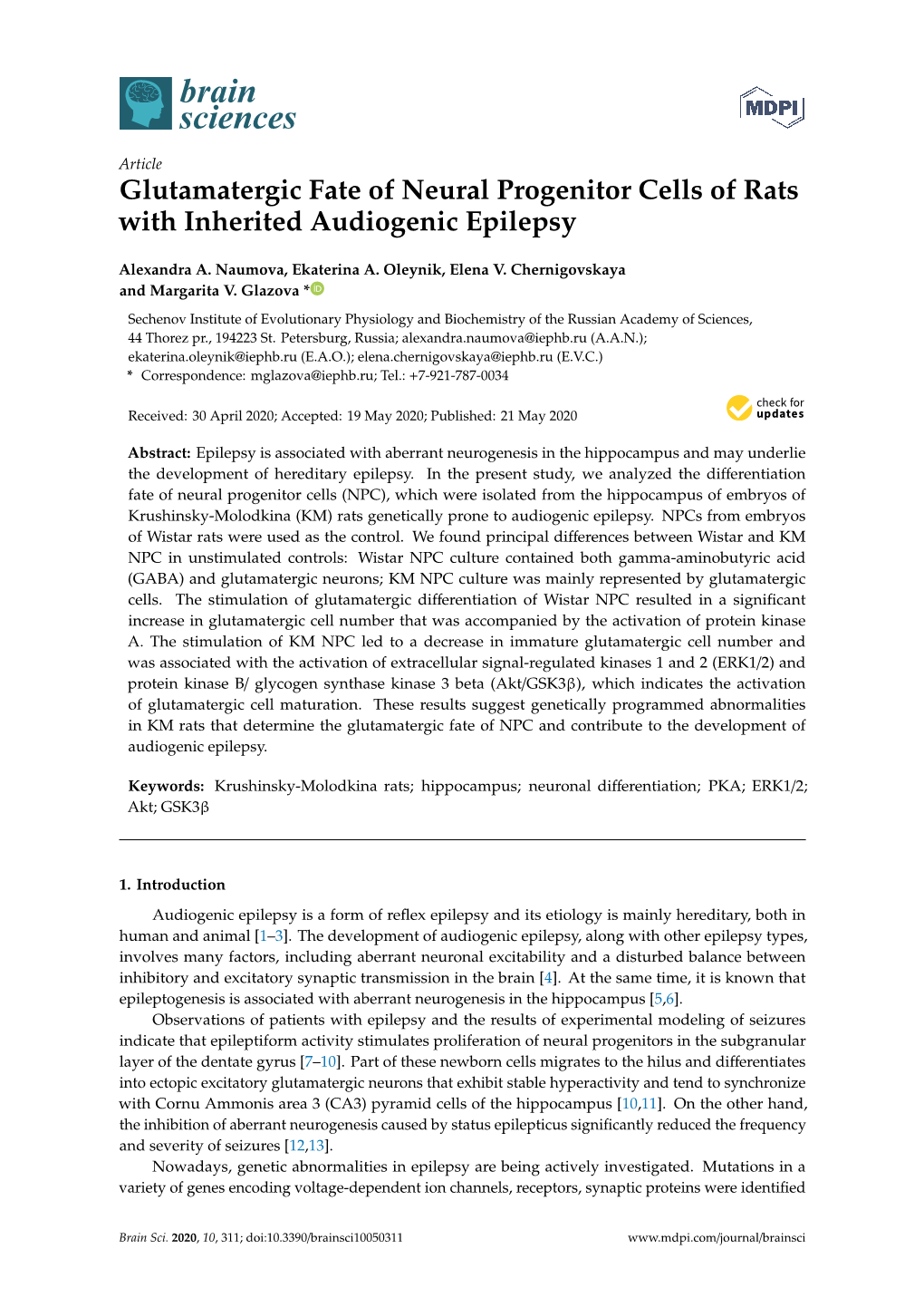 Glutamatergic Fate of Neural Progenitor Cells of Rats with Inherited Audiogenic Epilepsy