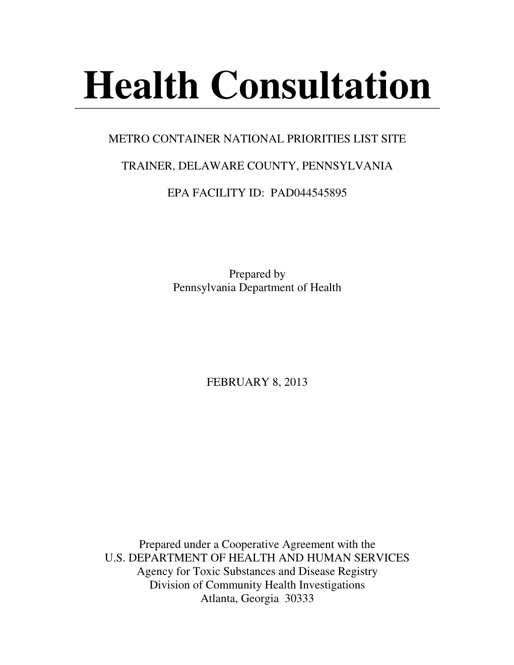 Health Consultation