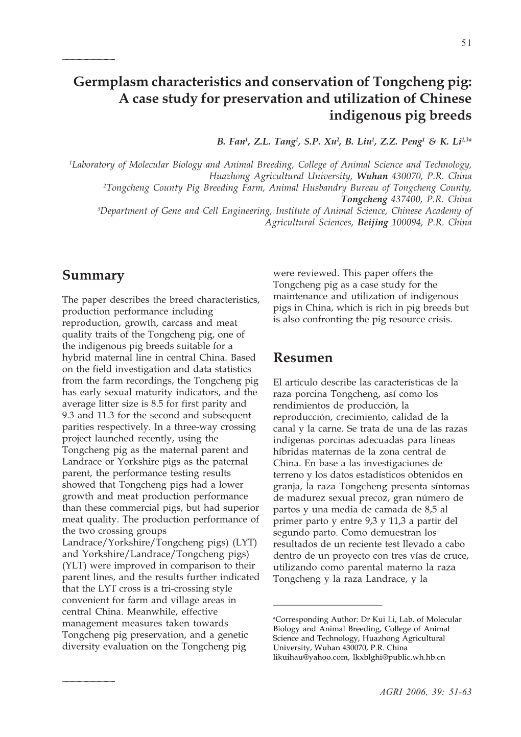 Germplasm Characteristics and Conservation of Tongcheng Pig: a Case Study for Preservation and Utilization of Chinese Indigenous Pig Breeds