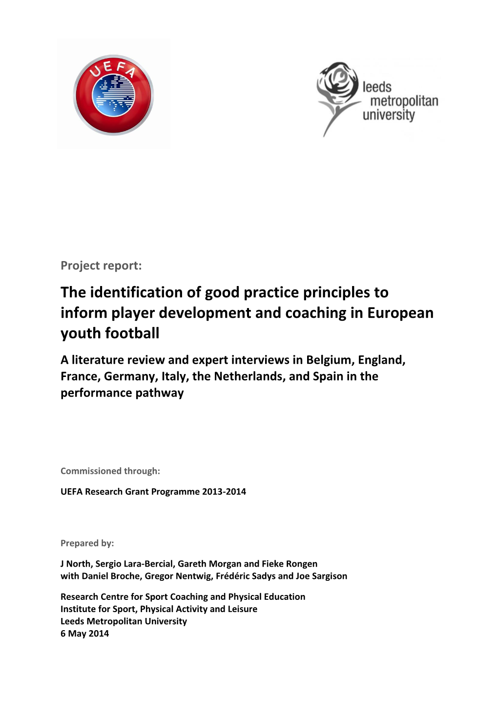 The Identification of Good Practice Principles to Inform Player