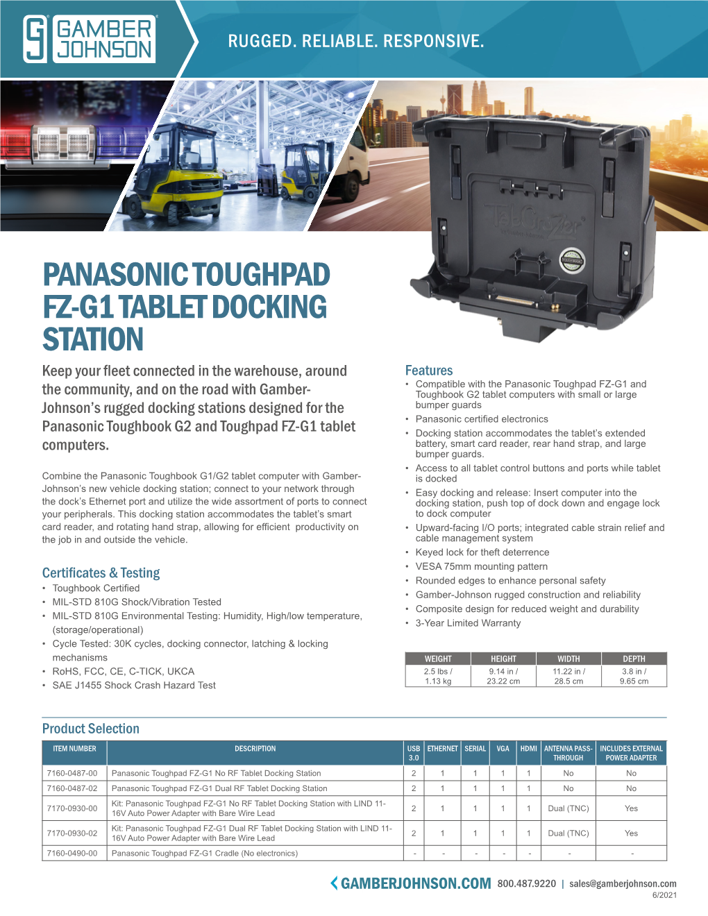 Panasonic Toughpad Fz-G1 Tablet Docking Station