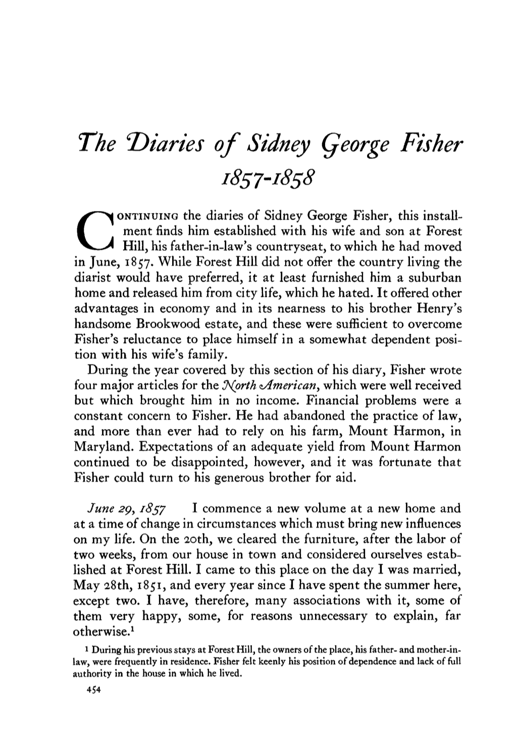 The 'Diaries of Sidney George Fisher 1857-1858