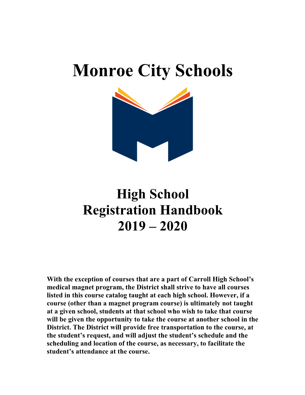 High School Registration Handbook 2019 – 2020