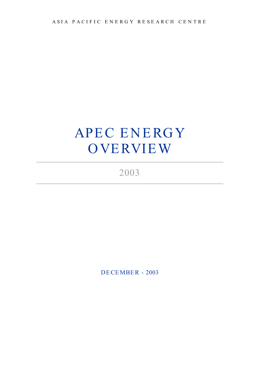 APEC Energy Overview 2003