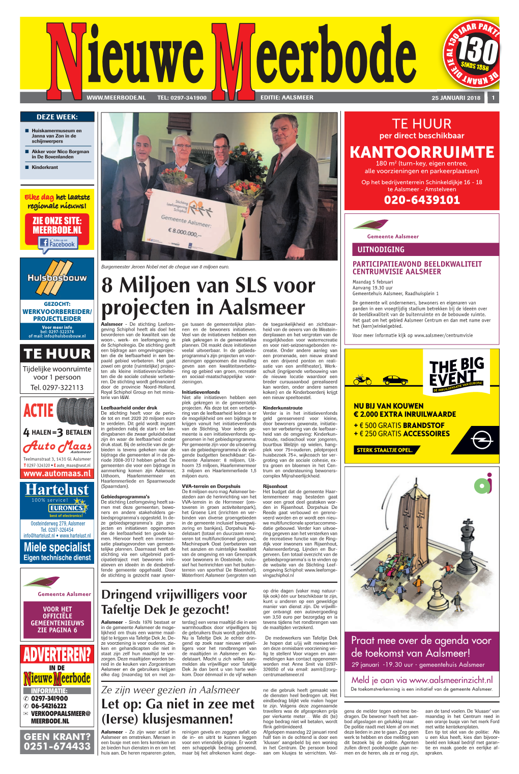 8 Miljoen Van SLS Voor Projecten in Aalsmeer