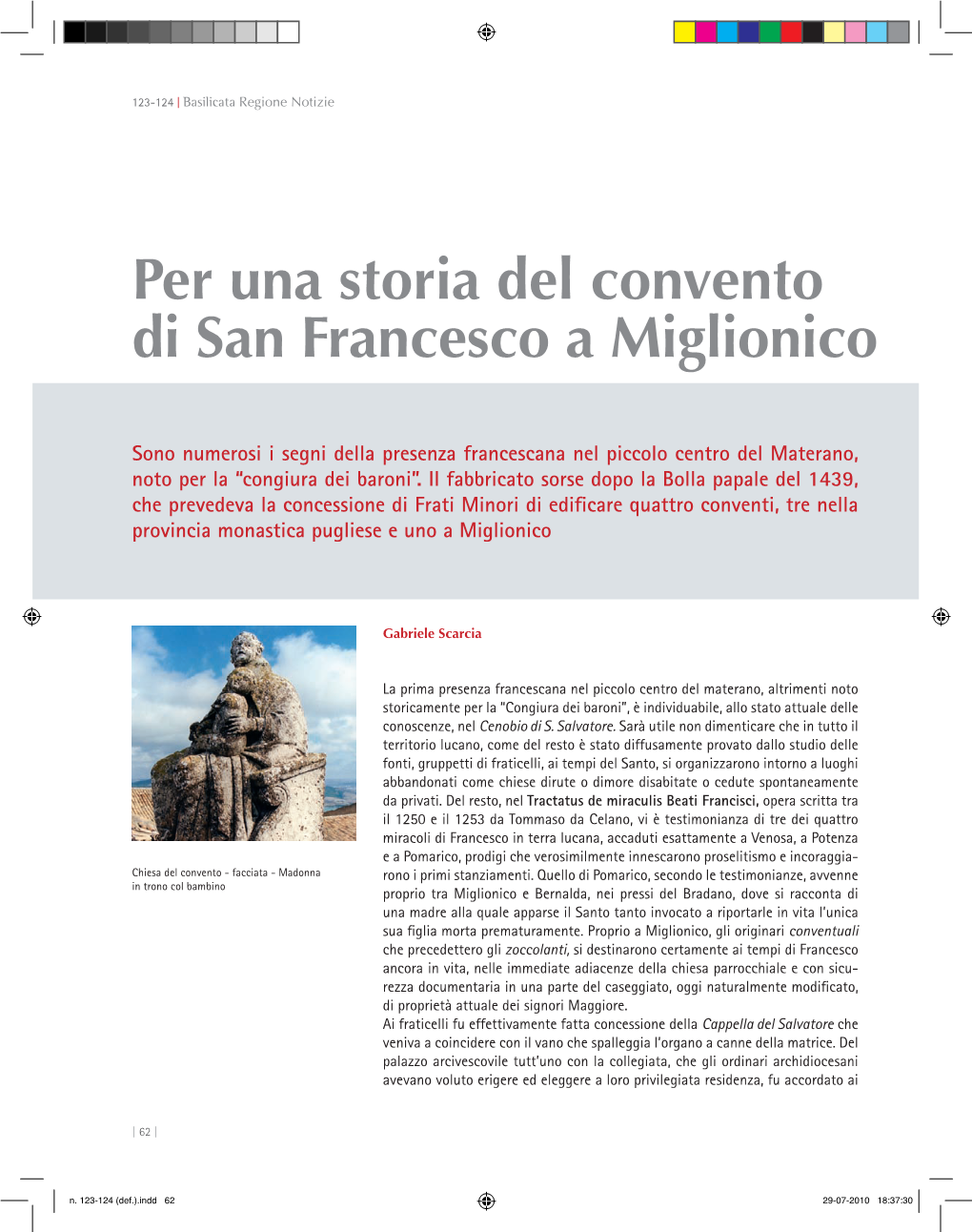 Per Una Storia Del Convento Di San Francesco a Miglionico