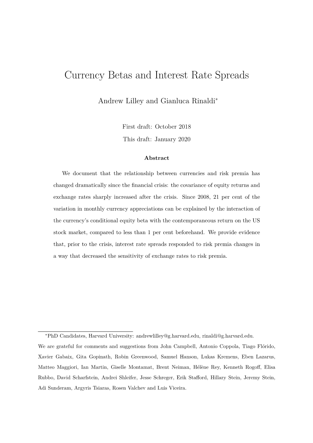 Currency Betas and Interest Rate Spreads