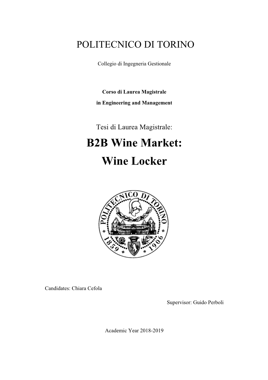 B2B Wine Market: Wine Locker