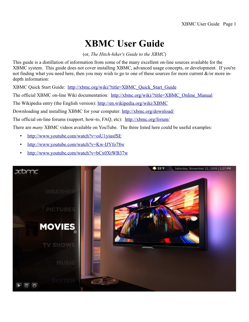 XBMC User Guide Page 1