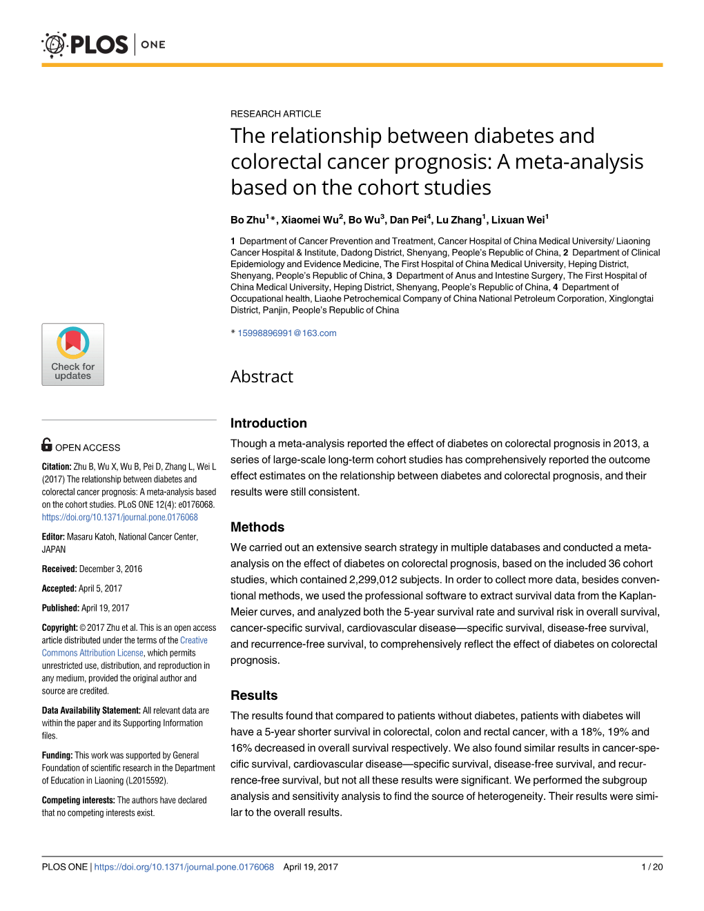 The Relationship Between Diabetes and Colorectal Cancer Prognosis: a Meta-Analysis Based on the Cohort Studies