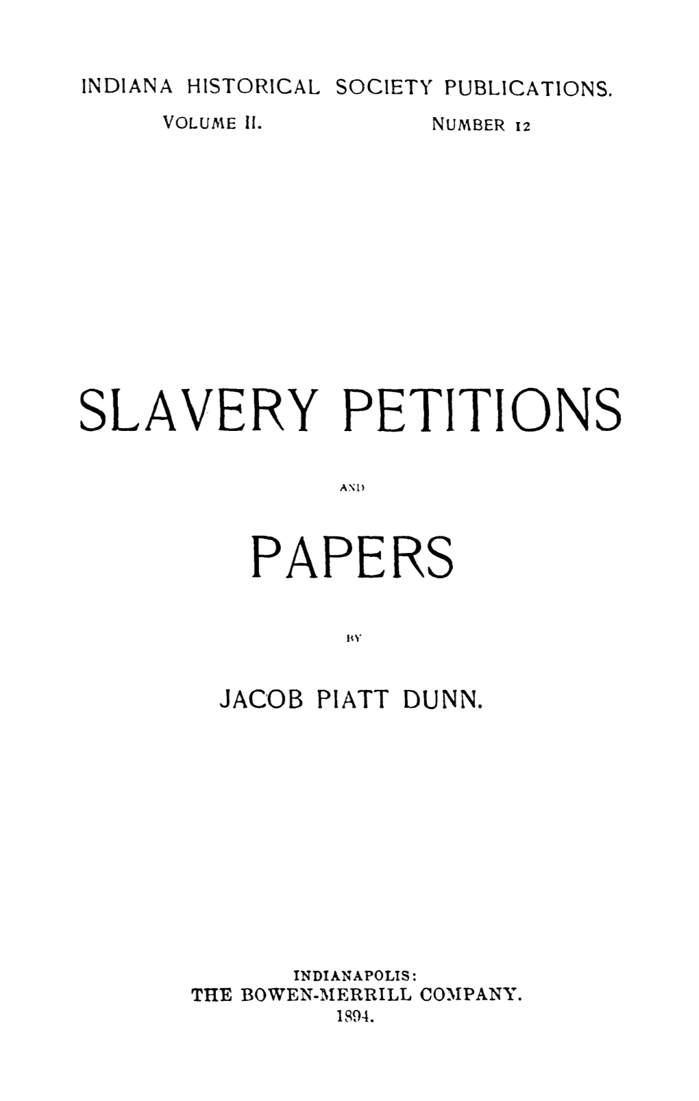 Slavery Petitions Papers