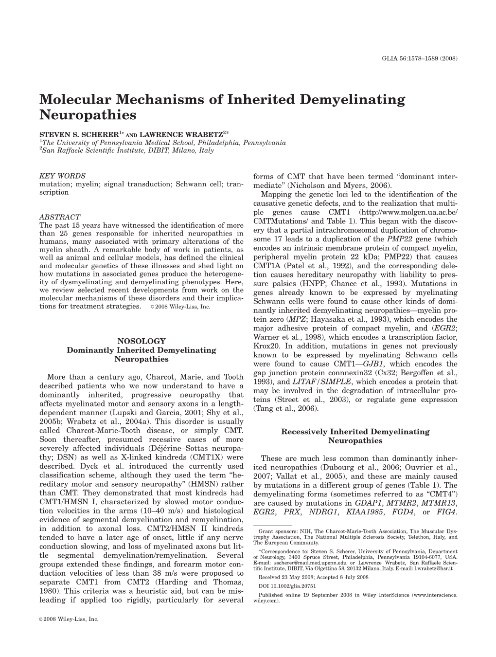 Molecular Mechanisms of Inherited Demyelinating Neuropathies
