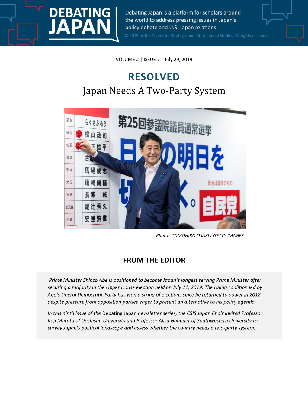 RESOLVED Japan Needs a Two-Party System