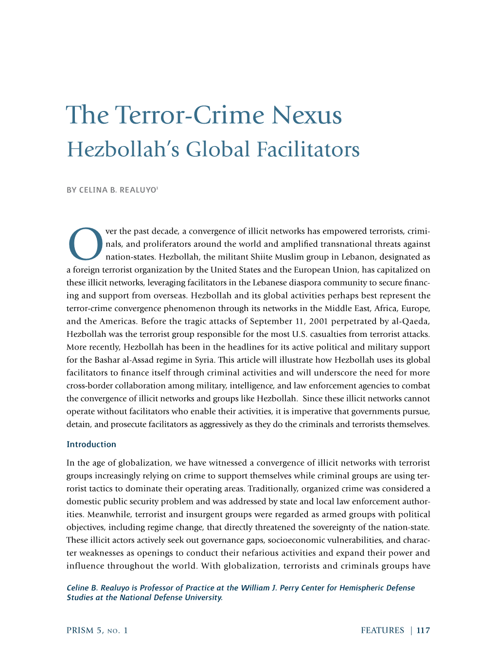 The Terror-Crime Nexus Hezbollah’S Global Facilitators