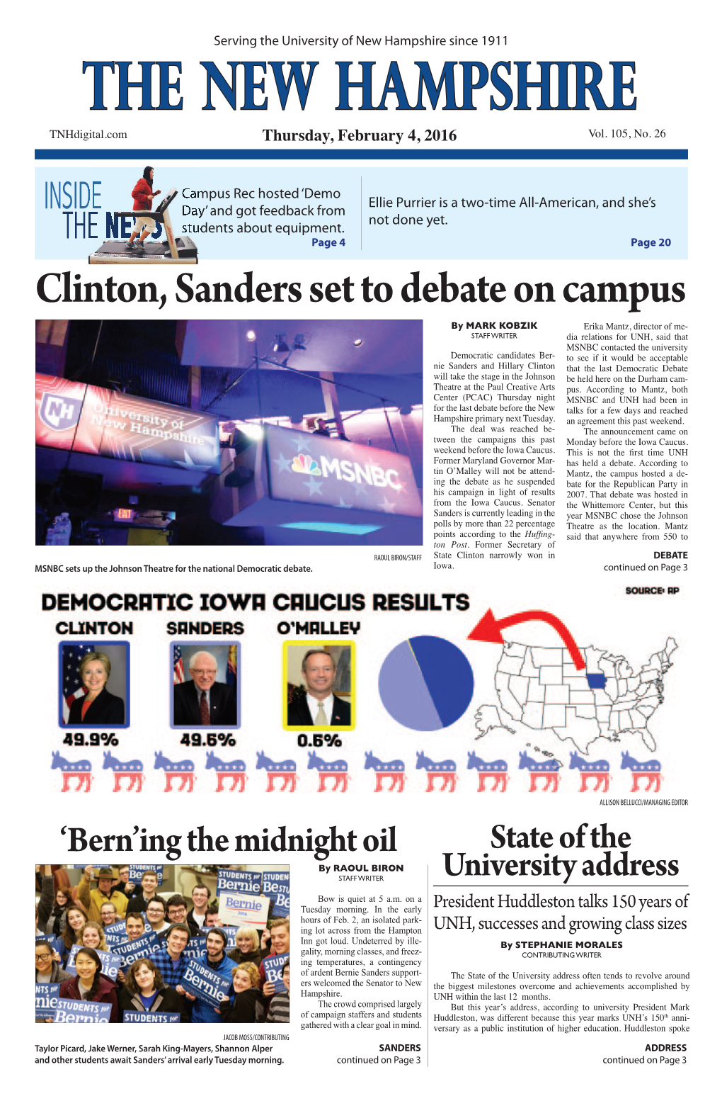 The New Hampshire Tnhdigital.Com Thursday, February 4, 2016 Vol