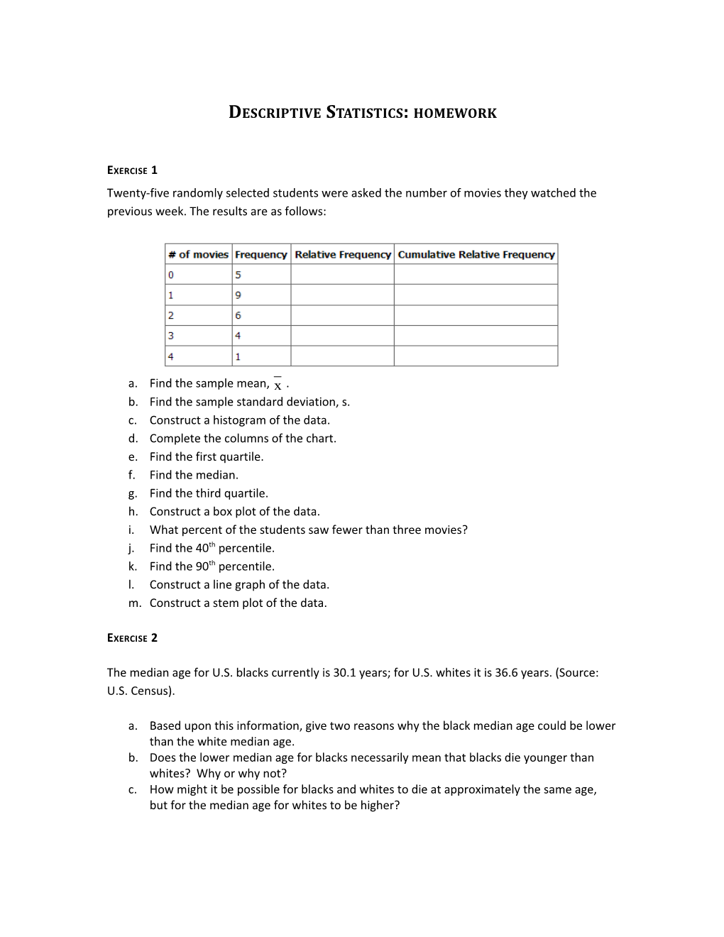 Probability Topics: Homework