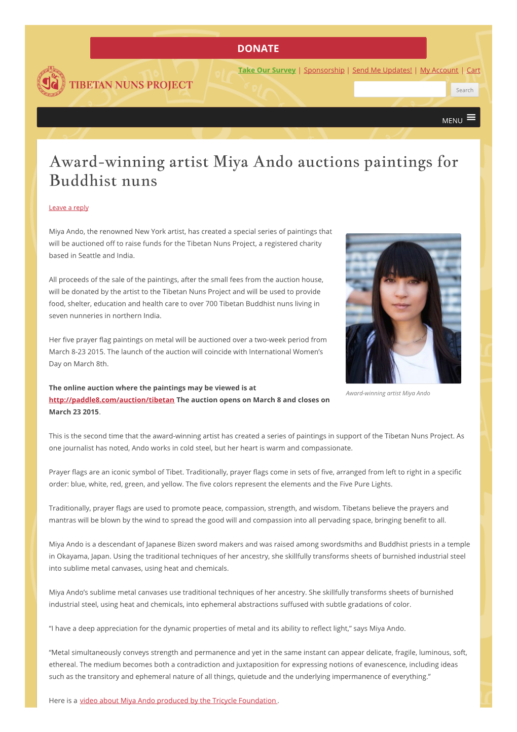 Award-Winning Artist Miya Ando Auctions Paintings for Buddhist Nuns