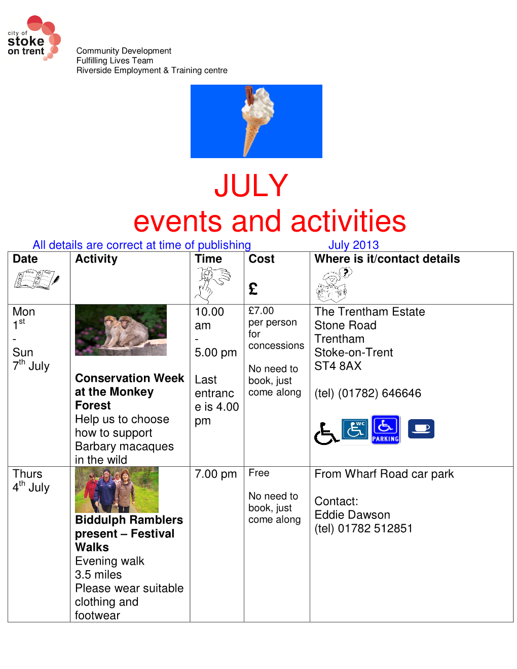 JULY Events and Activities