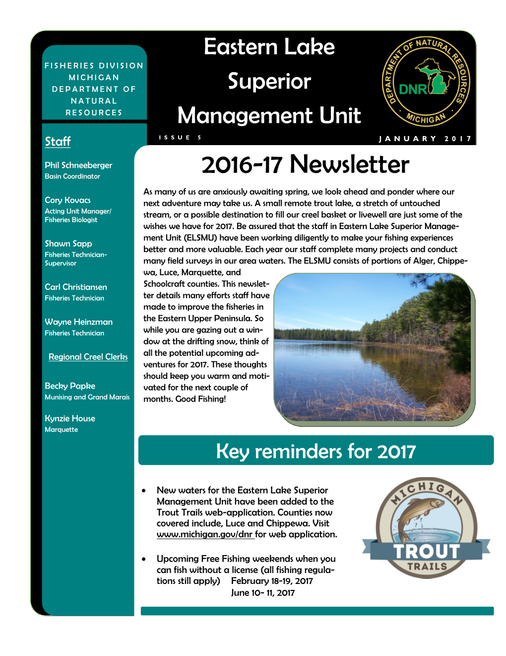 Eastern Lake Superior Management Unit Have Been Added to the Trout Trails Web-Application