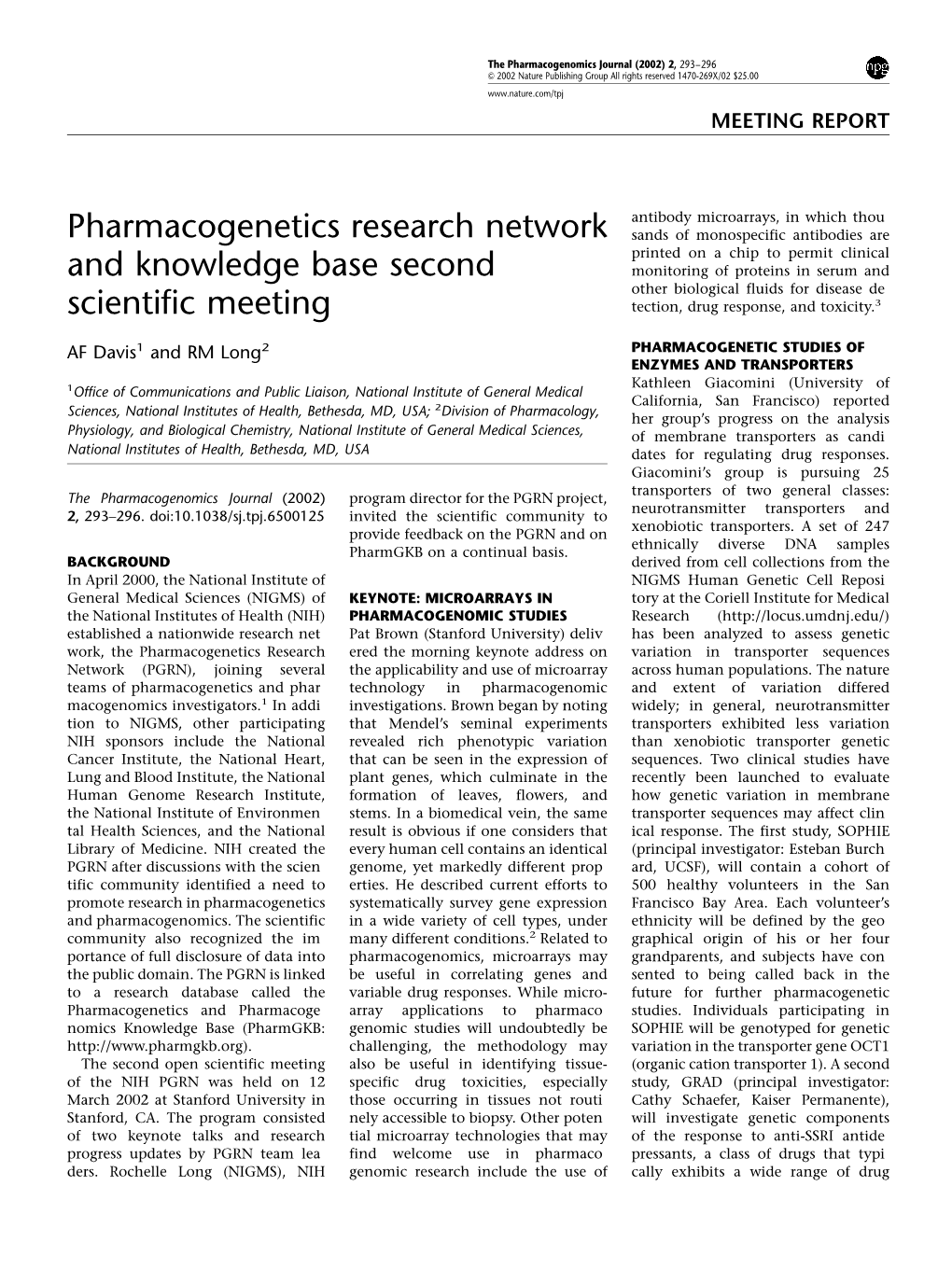 Pharmacogenetics Research Network and Knowledge Base Second