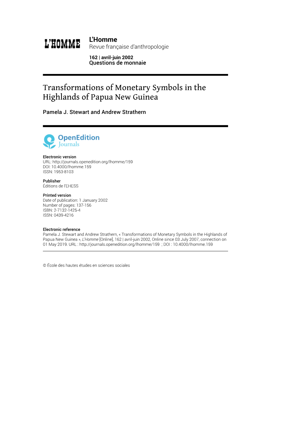 Transformations of Monetary Symbols in the Highlands of Papua New Guinea