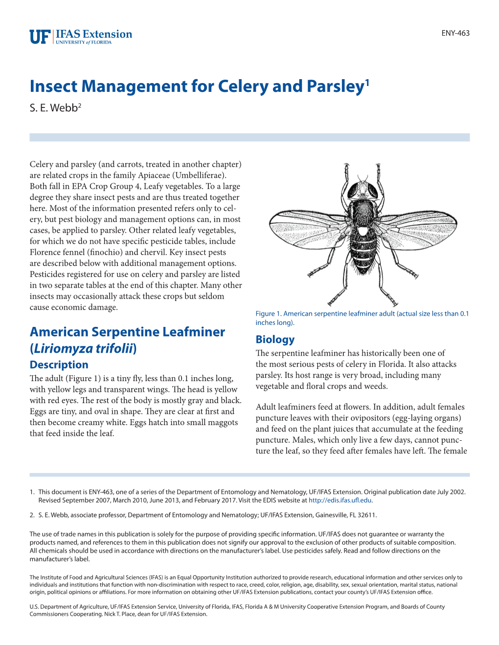 Insect Management for Celery and Parsley1 S