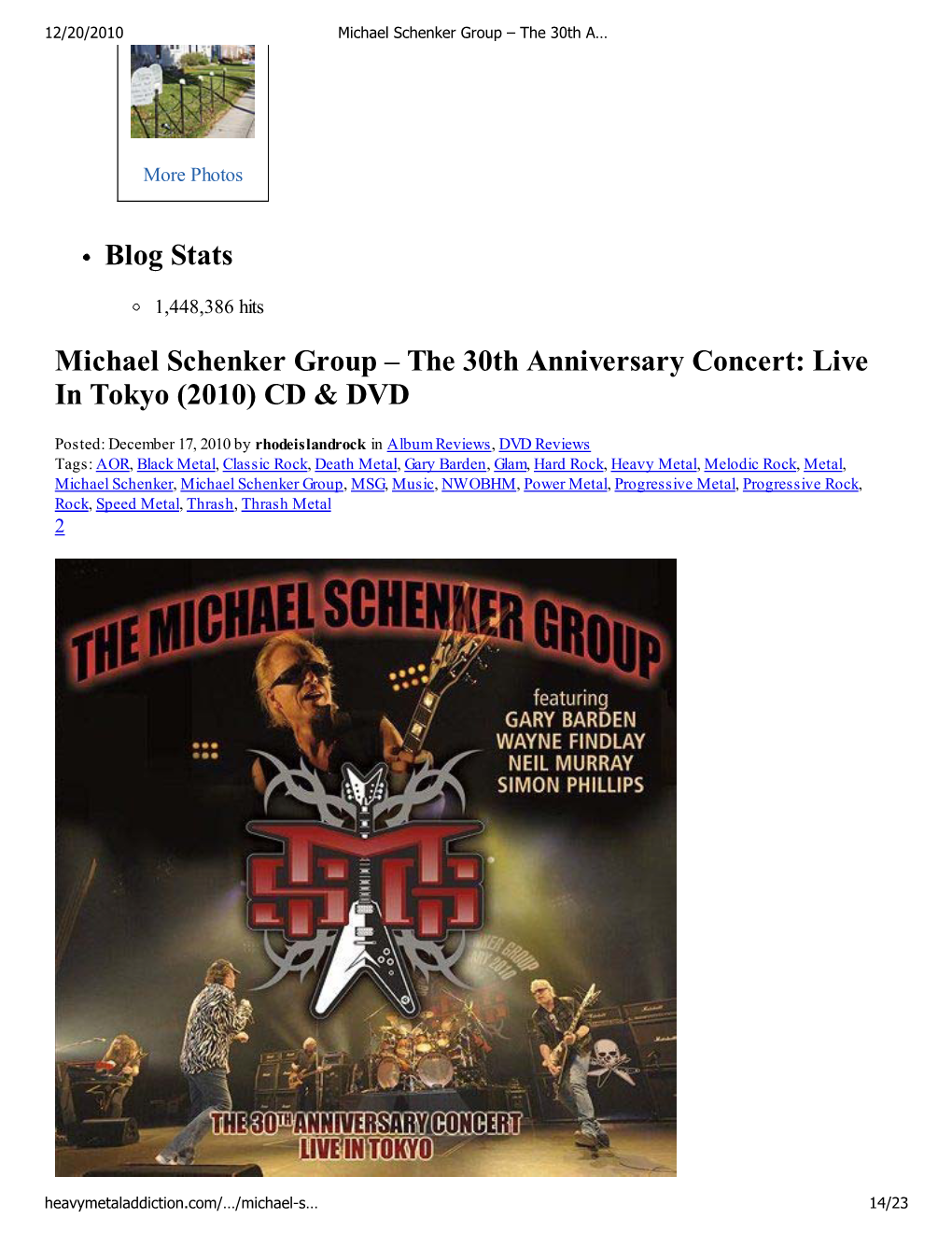 Michael Schenker Group – the 30Th Anniversary Concert: Live in Tokyo (2010) CD & DVD