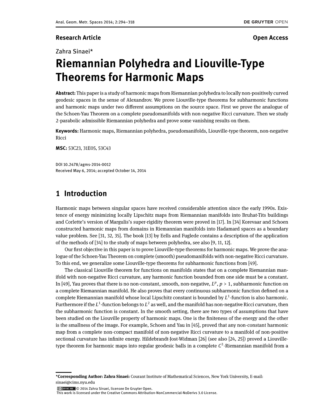 Riemannian Polyhedra and Liouville-Type Theorems for Harmonic Maps