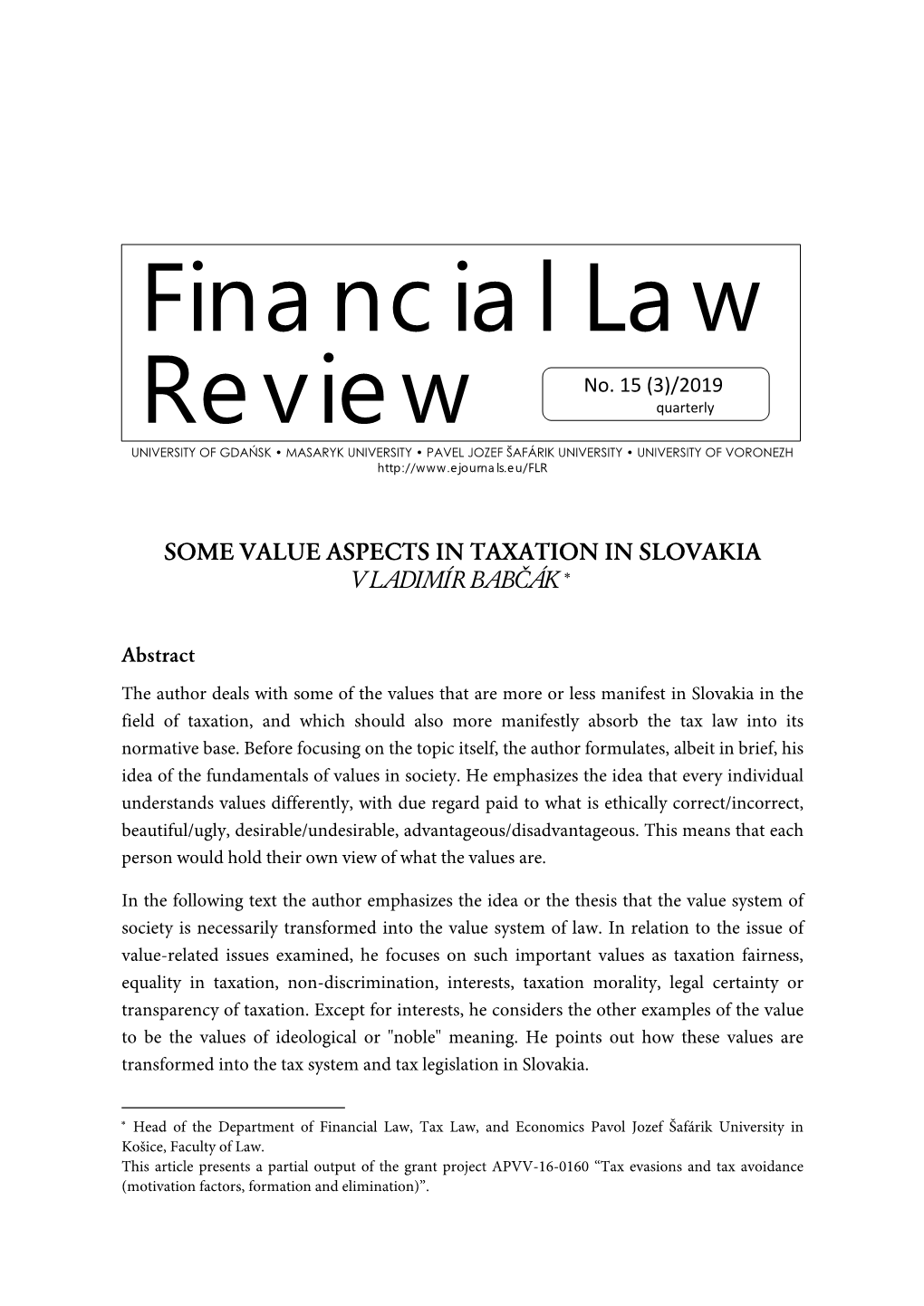 Financial Law Review