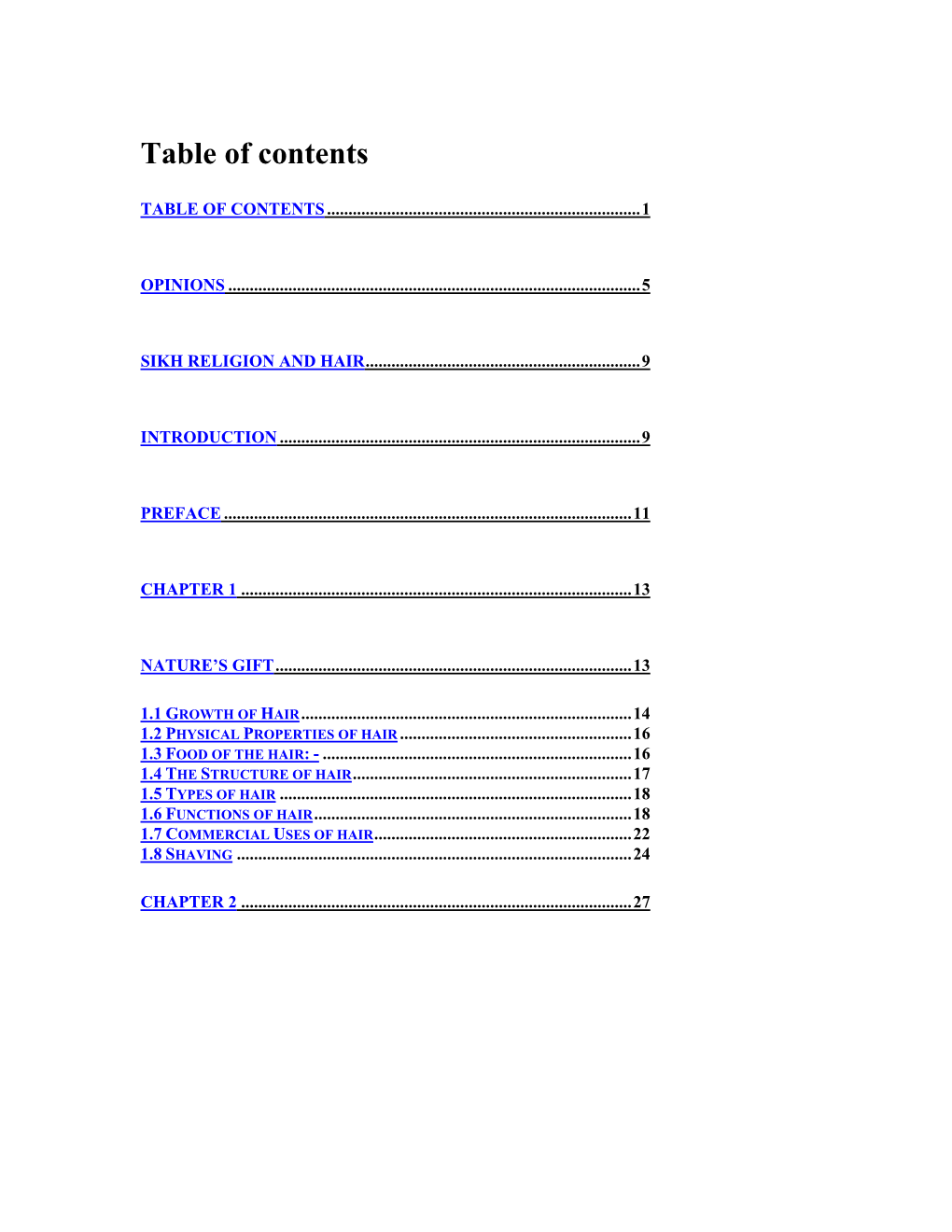 Table of Contents