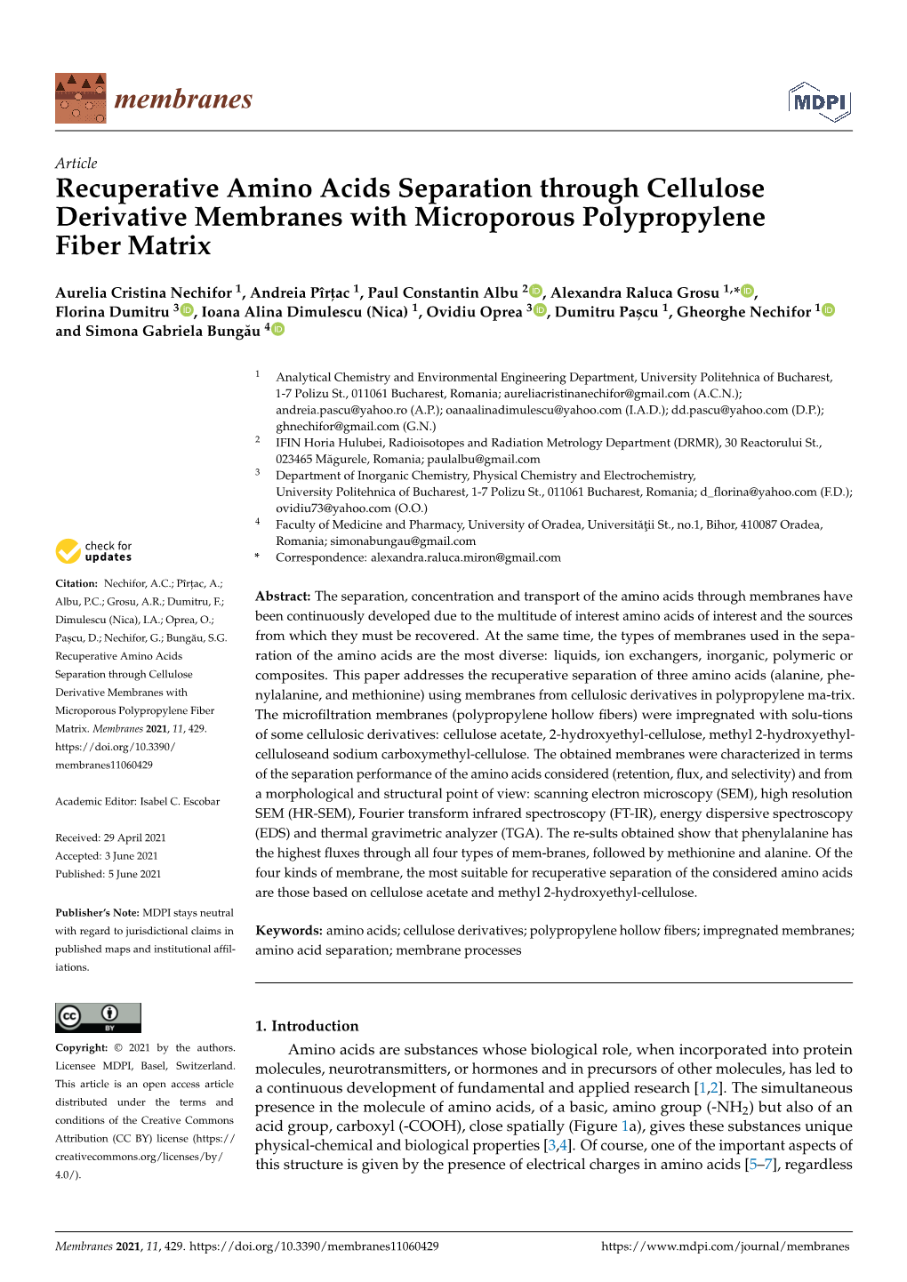 Recuperative Amino Acids Separation Through Cellulose Derivative Membranes with Microporous Polypropylene Fiber Matrix