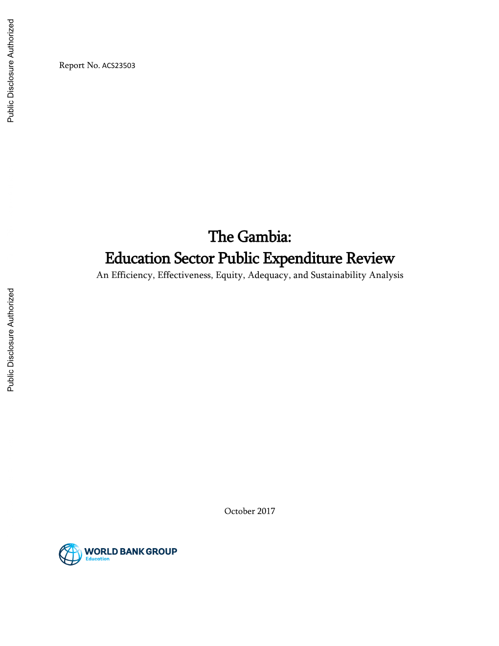 The Gambia: Education Sector Public Expenditure Review