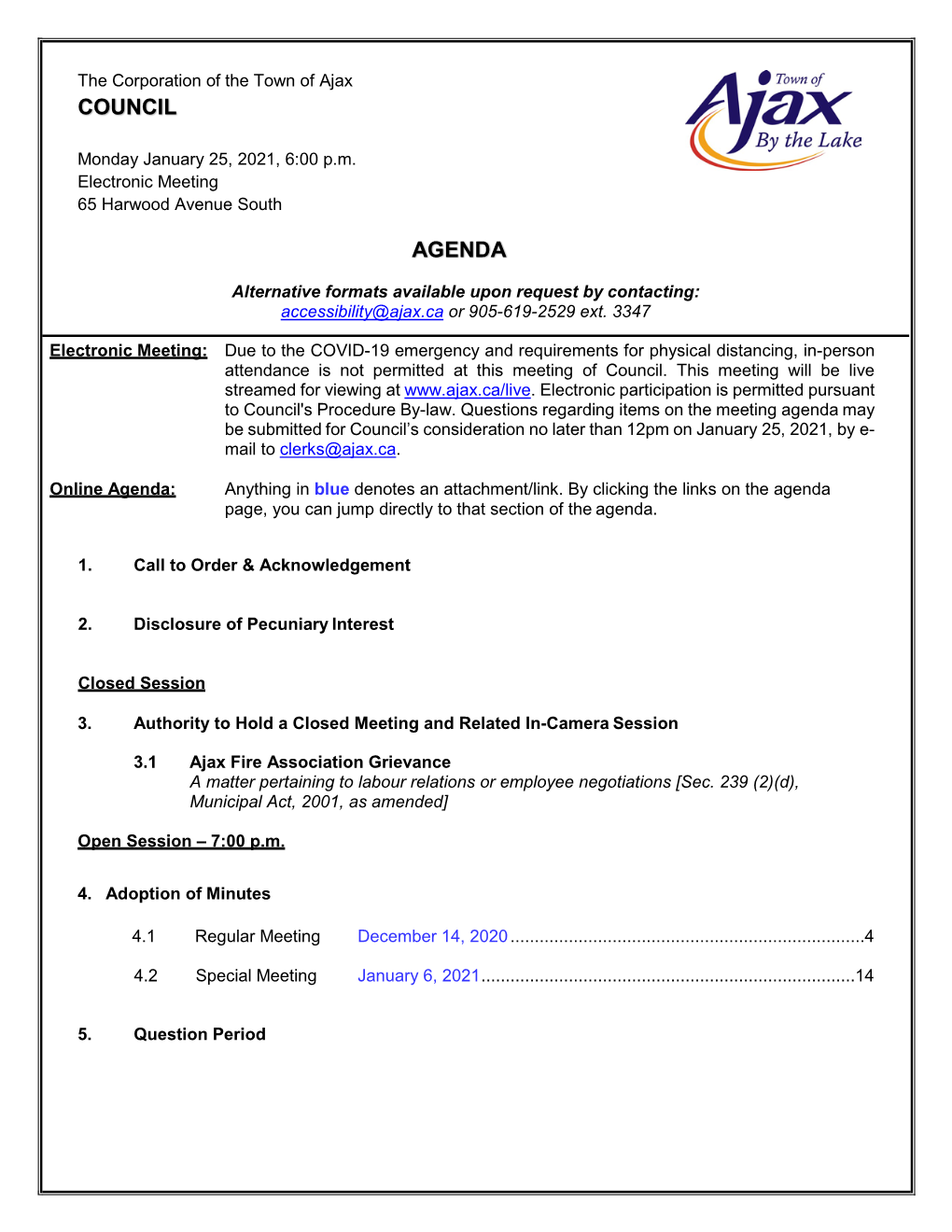 Council Agenda