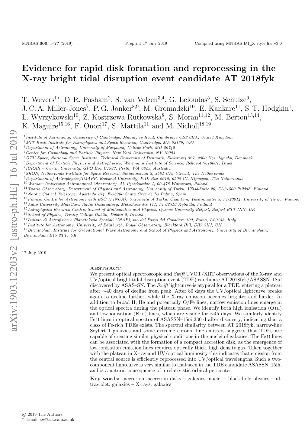 Arxiv:1903.12203V2 [Astro-Ph.HE] 16 Jul 2019