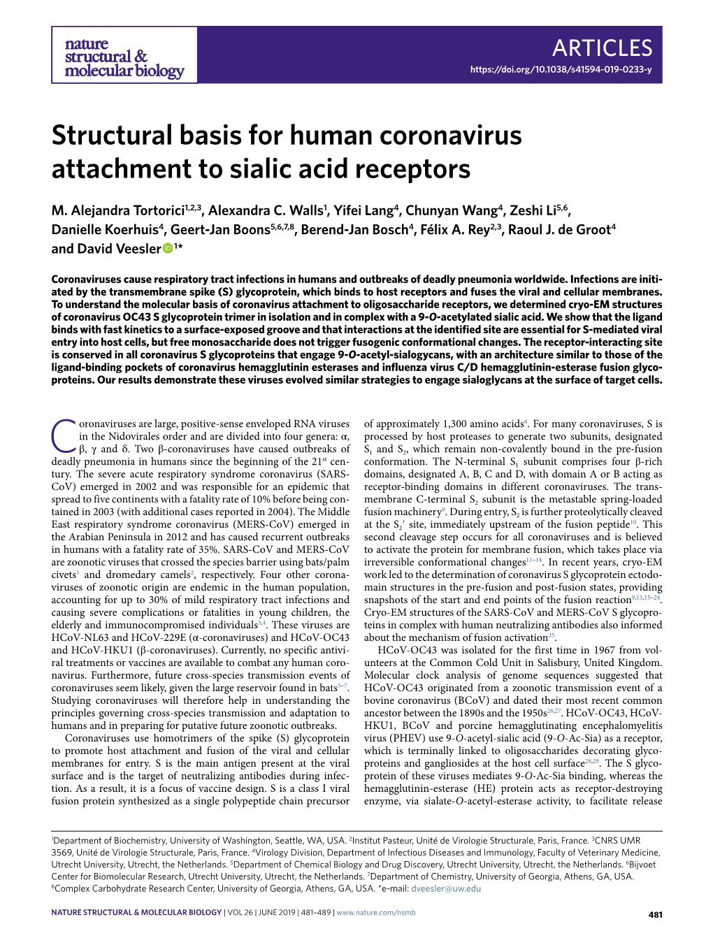 Structural Basis for Human Coronavirus Attachment to Sialic Acid Receptors