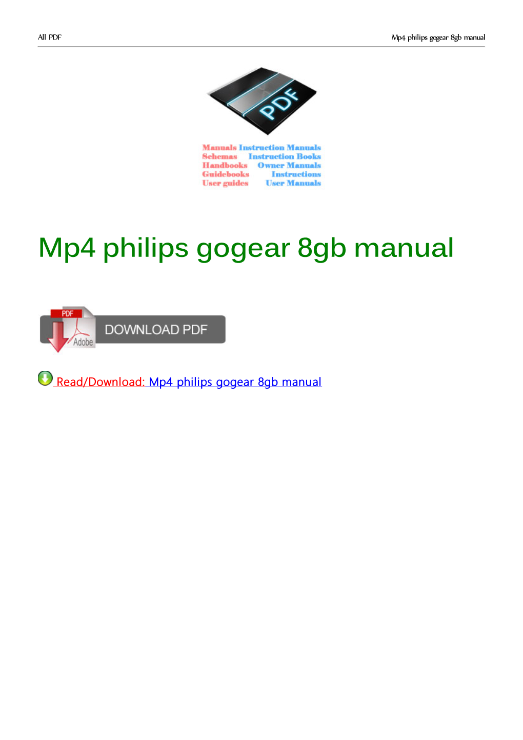 Mp4 Philips Gogear 8Gb Manual