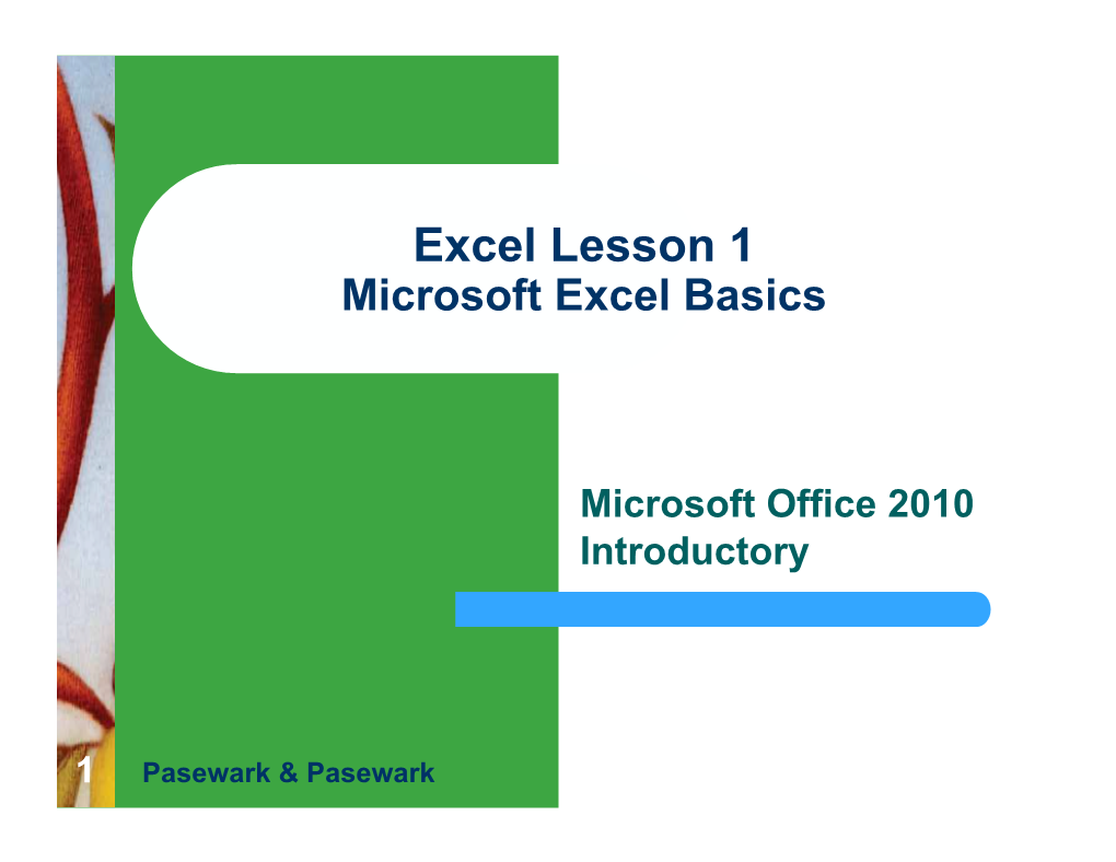 Excel Lesson 1 Microsoft Excel Basics