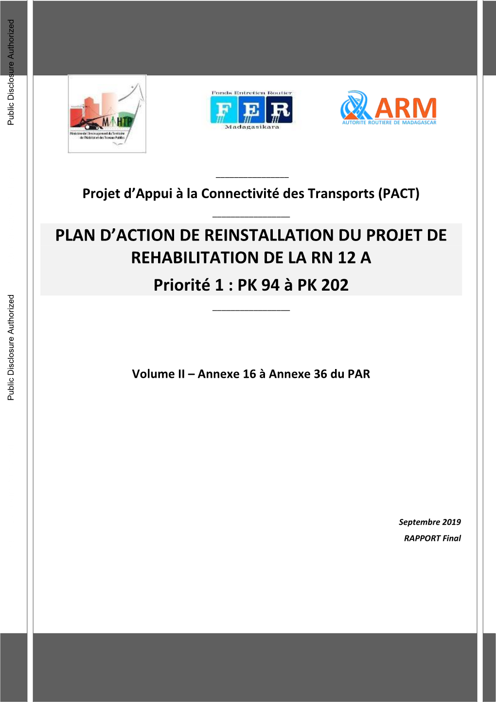 Pact) ______Plan D’Action De Reinstallation Du Projet De