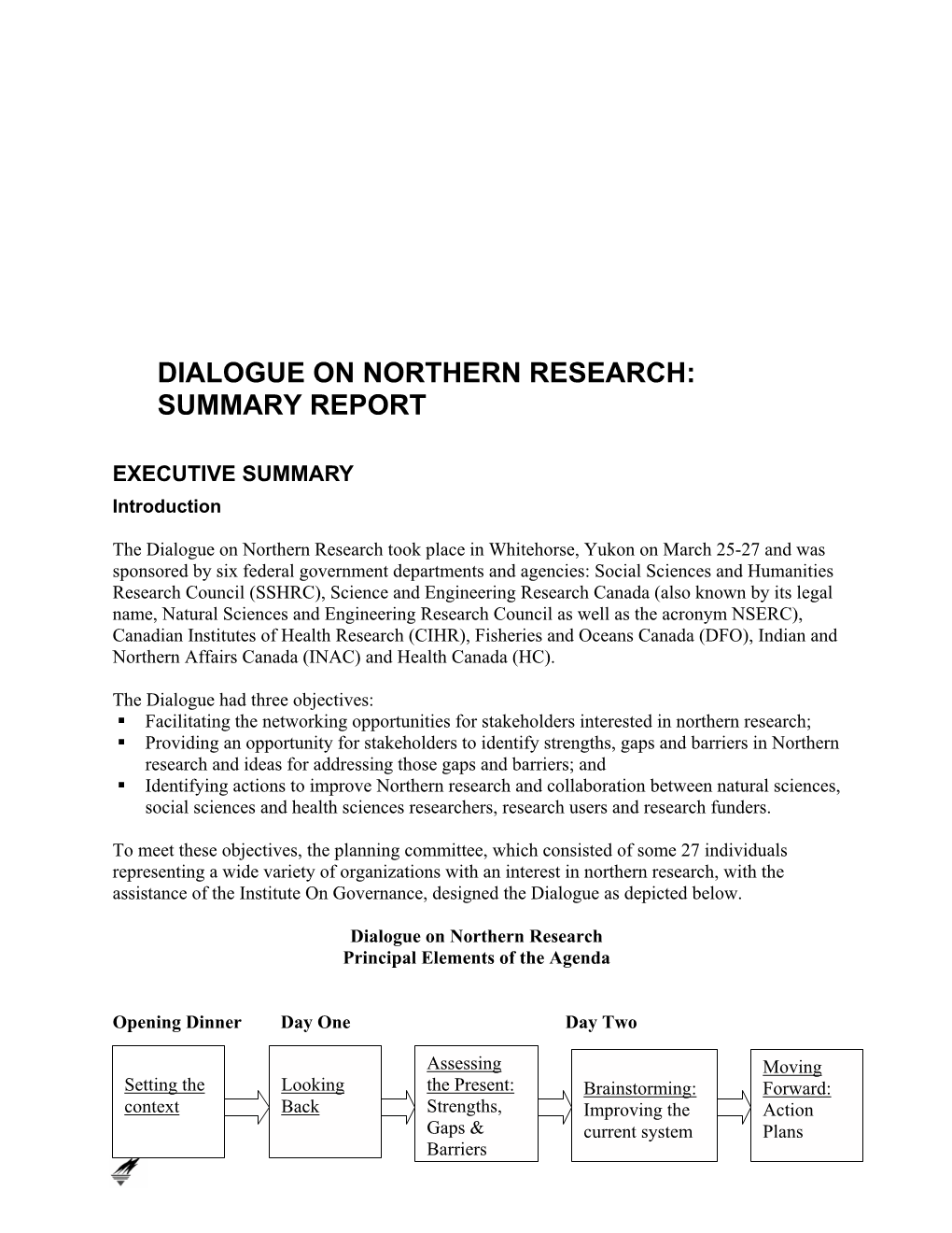Dialogue on Northern Research: Summary Report