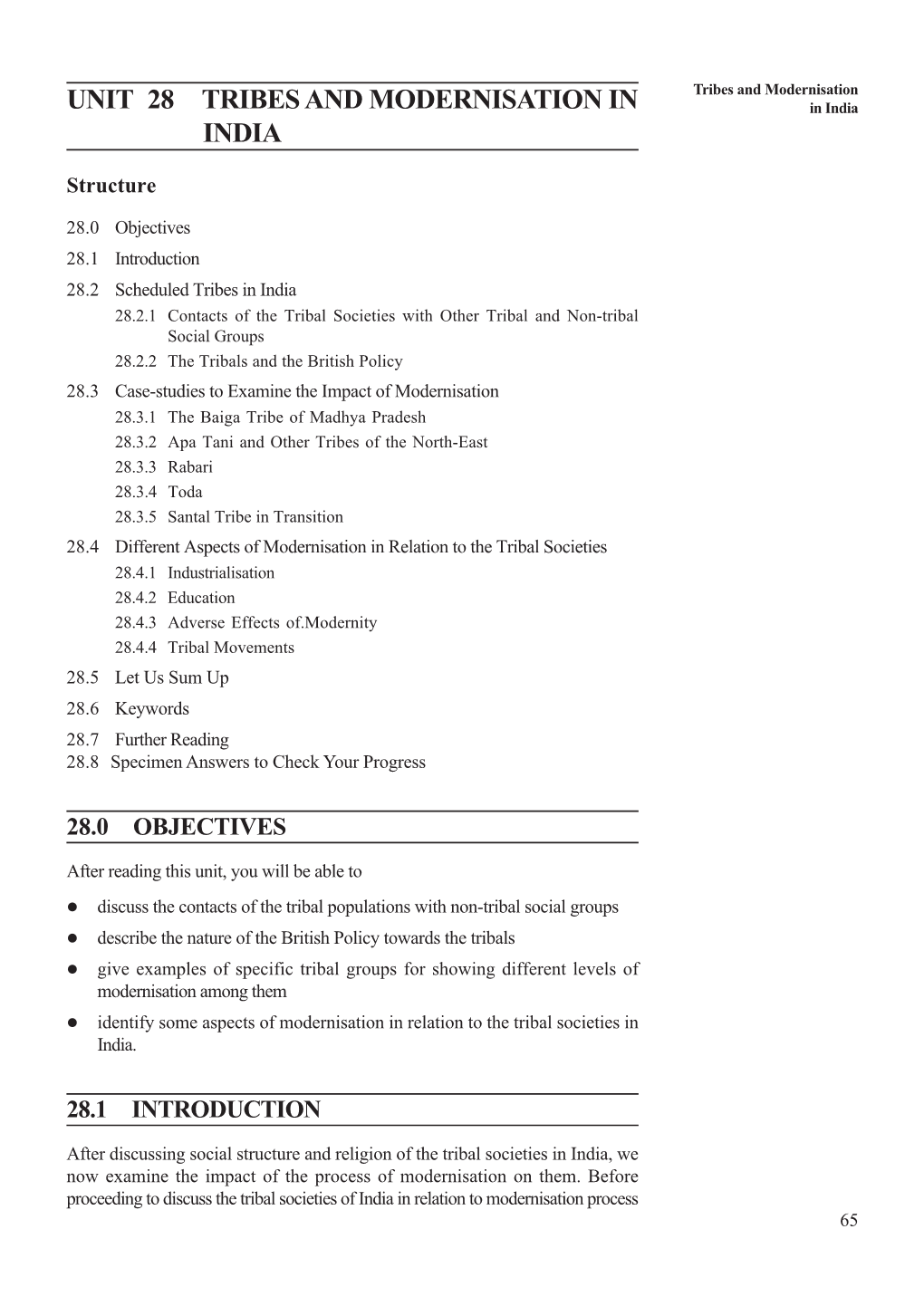 Unit 28 Tribes and Modernisation in India