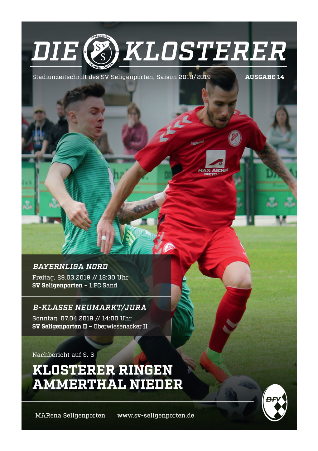 DIE KLOSTERER Stadionzeitschrift Des SV Seligenporten, Saison 2018/2019 AUSGABE 14