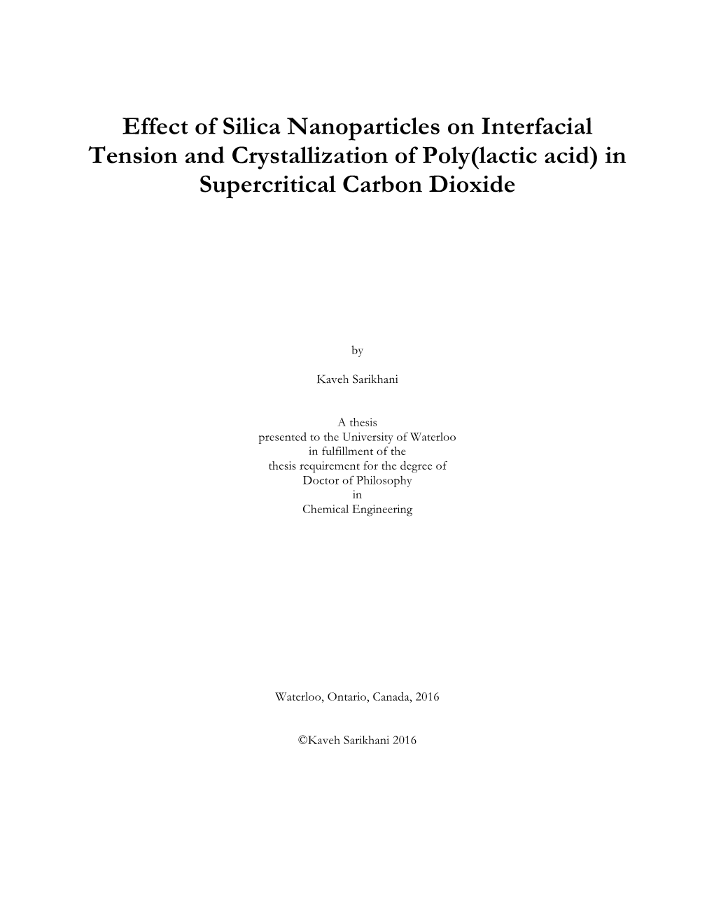 Effect of Silica Nanoparticles on Interfacial Tension and Crystallization of Poly(Lactic Acid) in Supercritical Carbon Dioxide